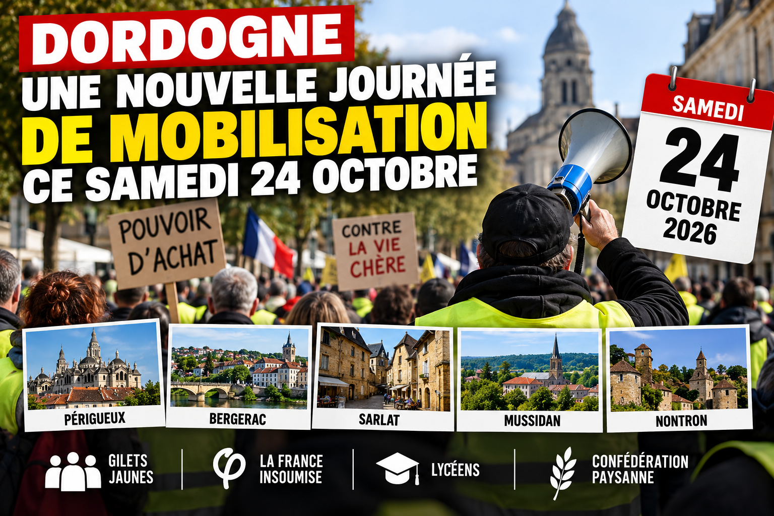 Une nouvelle journée de mobilisation annoncée ce samedi 24 octobre dans plusieurs villes
